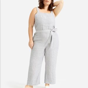 Everlane Linen Picnic Blue Stripped Jumpsuit